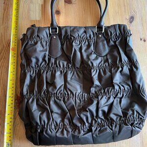 Black Ruffle Purse With Leather Strap